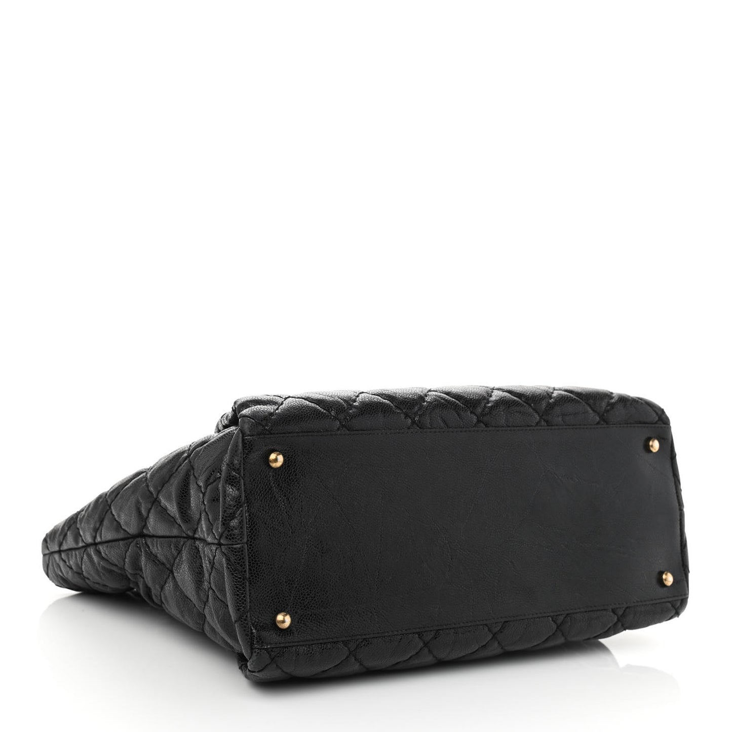 Glazed Caviar Coco Pleats Tote Black