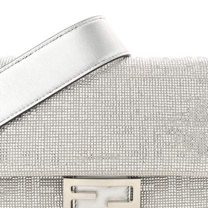 Fendi Crystal Vitello Laminato FF Medium Baguette Crystal Argento 8 of 12
