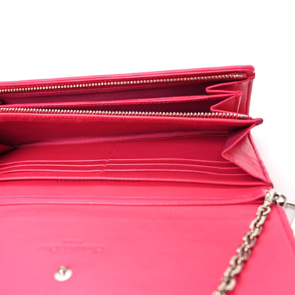 Christian Dior Lambskin Cannage Lady Dior Rendezvous Wallet On Chain Fuchsia 6 of 11