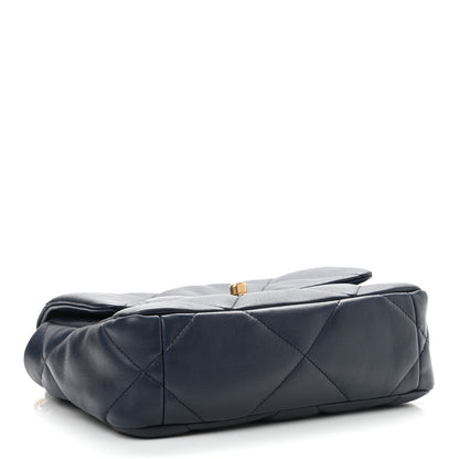 Chanel Goatskin Quilted Medium Chanel 19 Flap Navy Blue 4 of 10