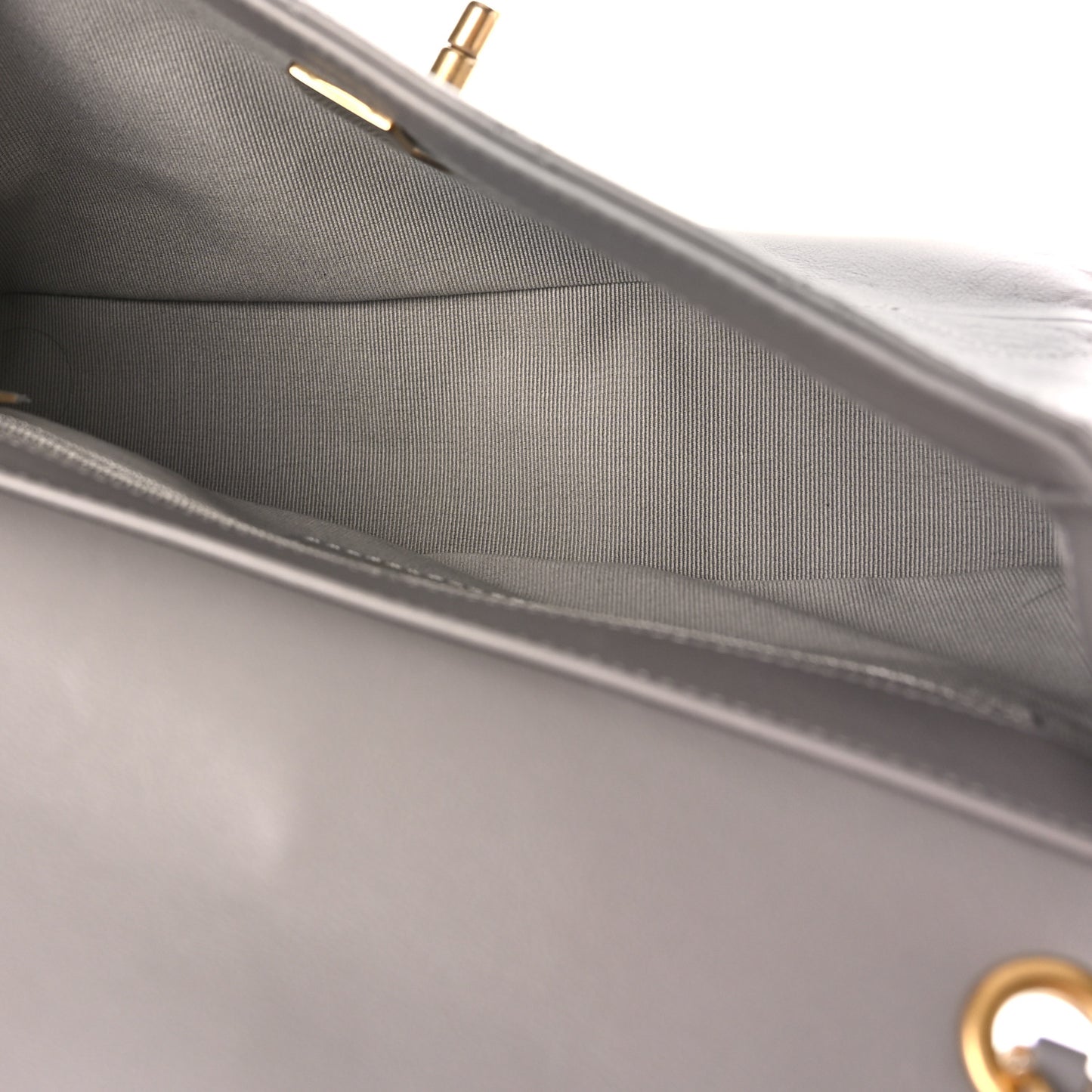 Calfskin Stitched Chain Flap Grey