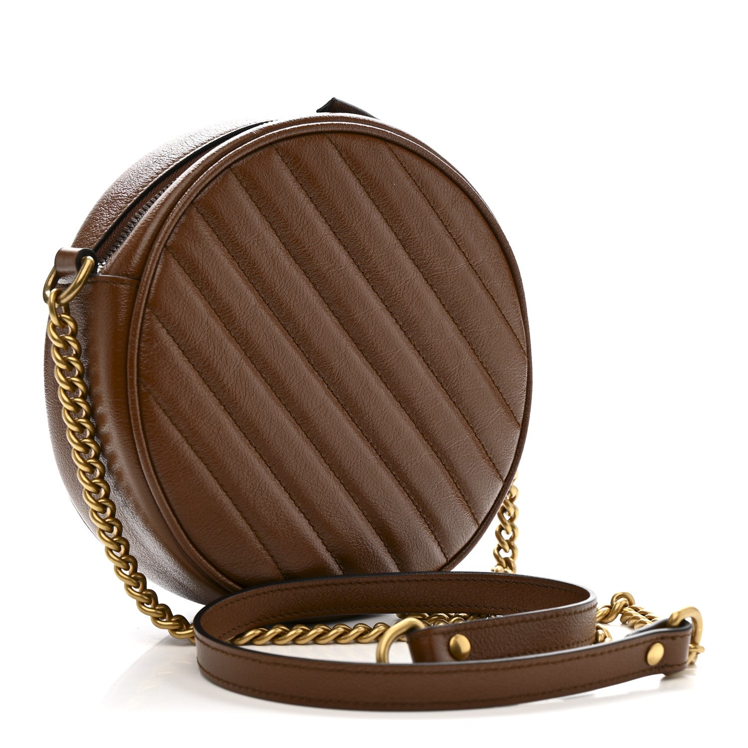 Gucci Azalea Calfskin Matelasse Diagonal Mini GG Marmont Round Shoulder Bag Cuir 3 of 11