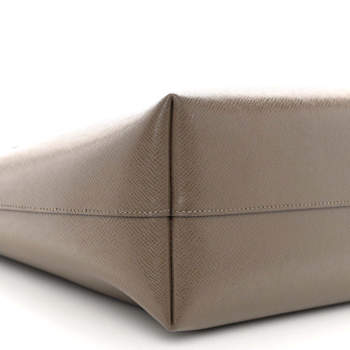 Grained Calfskin Large Shopping Tote Warm Taupe Black