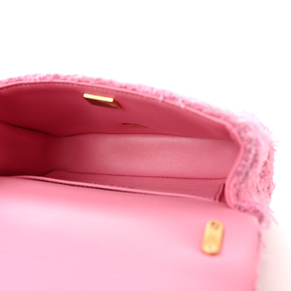 Chanel Tweed Quilted Pearl Twist Mini Square Flap Pink Dark Pink 5 of 11