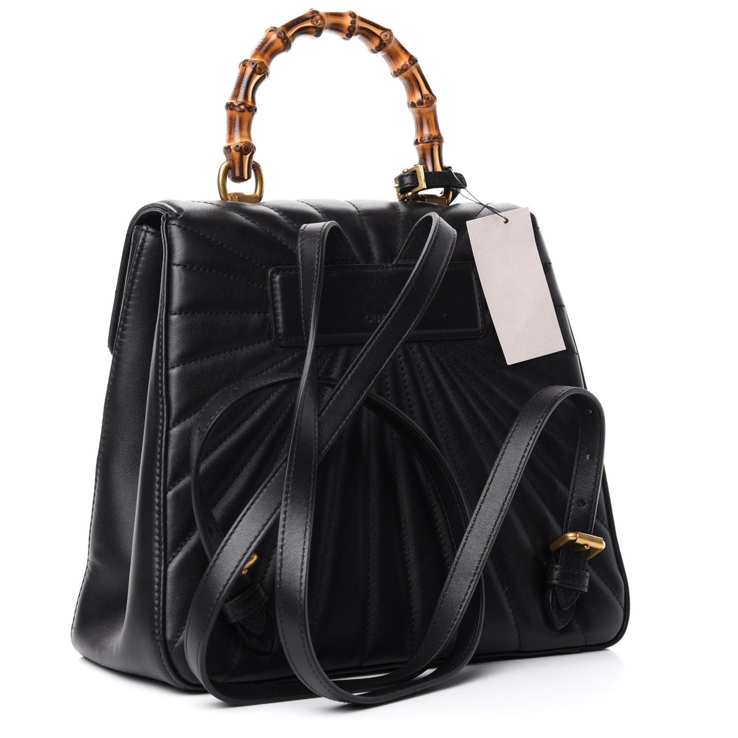 Calfskin Bamboo Trapuntata Queen Margaret Backpack Black