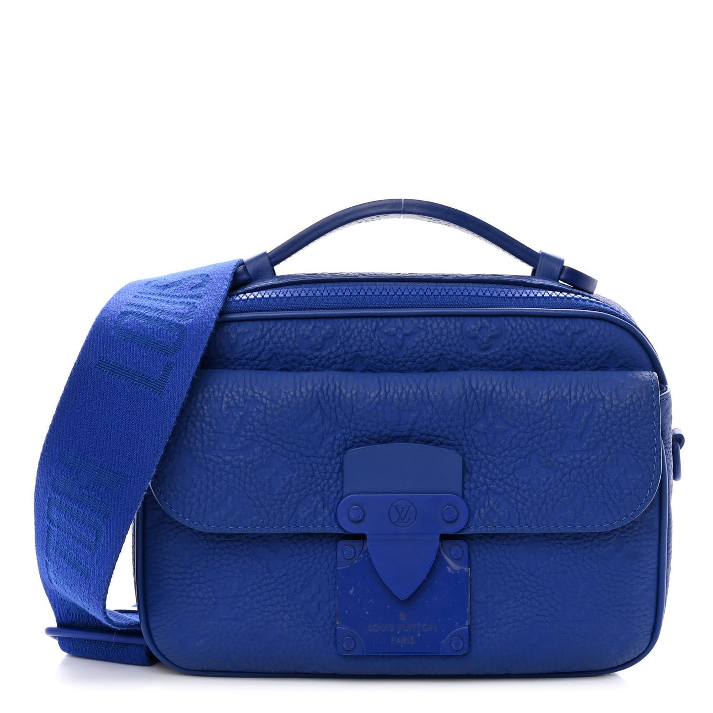 Taurillon Monogram S Lock Messenger Blue