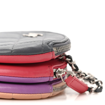 Chanel Lambskin Quilted Round Clutch With Chain Grey Multicolor 10 of 10