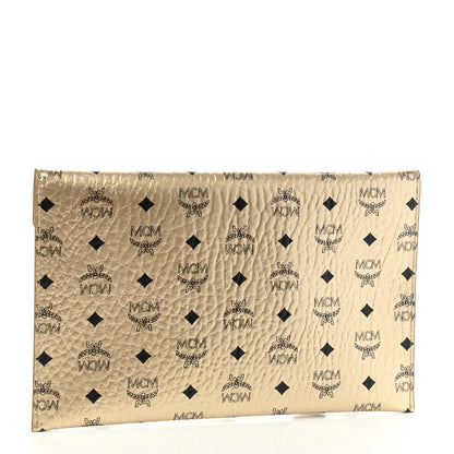 MCM Metallic Visetos Envelope Clutch Gold 3 of 7