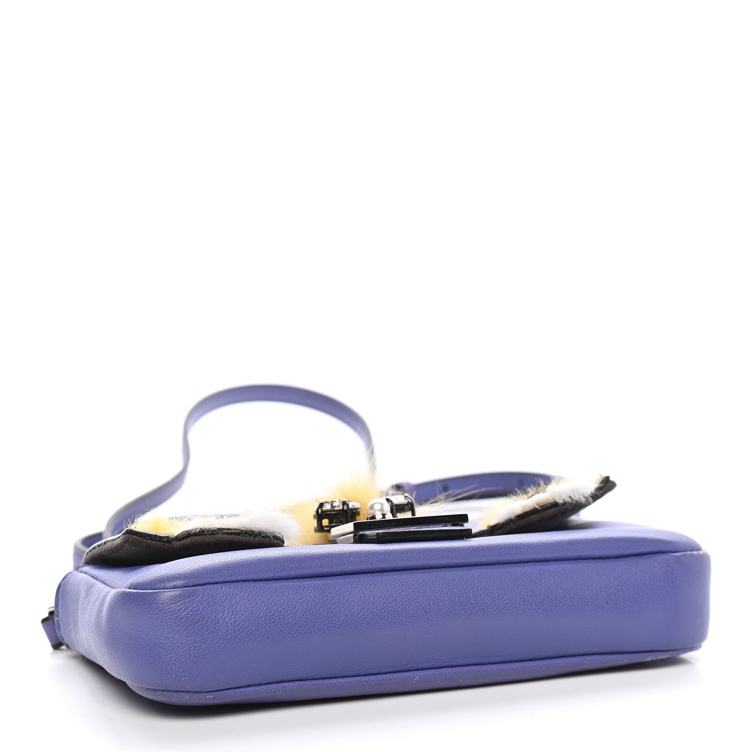 Fendi Nappa Rabbit Fox Fur Micro Buggie Baguette Cassis Giallo Multicolor 4 of 10