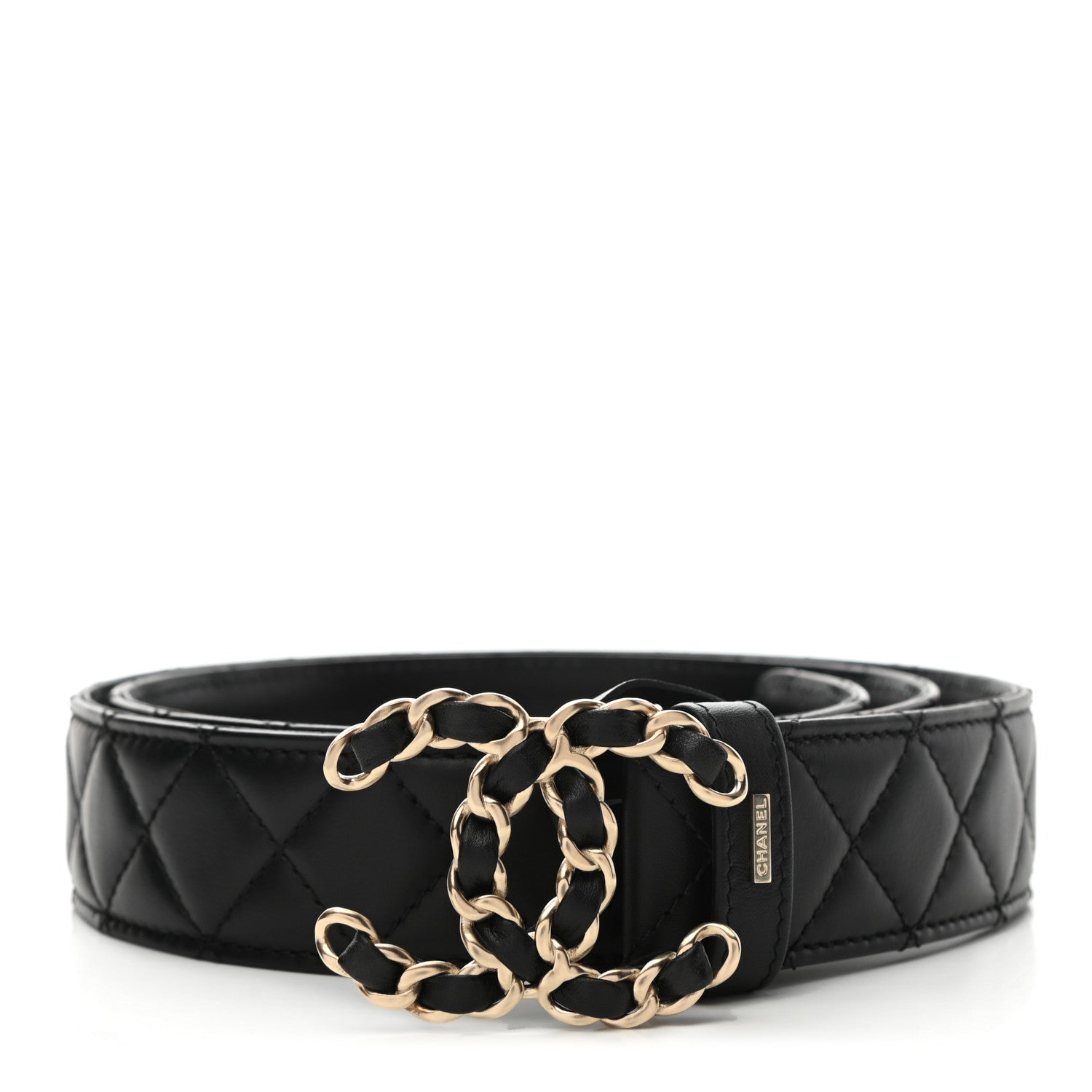Chanel Calfskin Quilted CC Chain Belt 90 36 Black 1 of 8