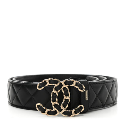 Chanel Calfskin Quilted CC Chain Belt 90 36 Black 1 of 8