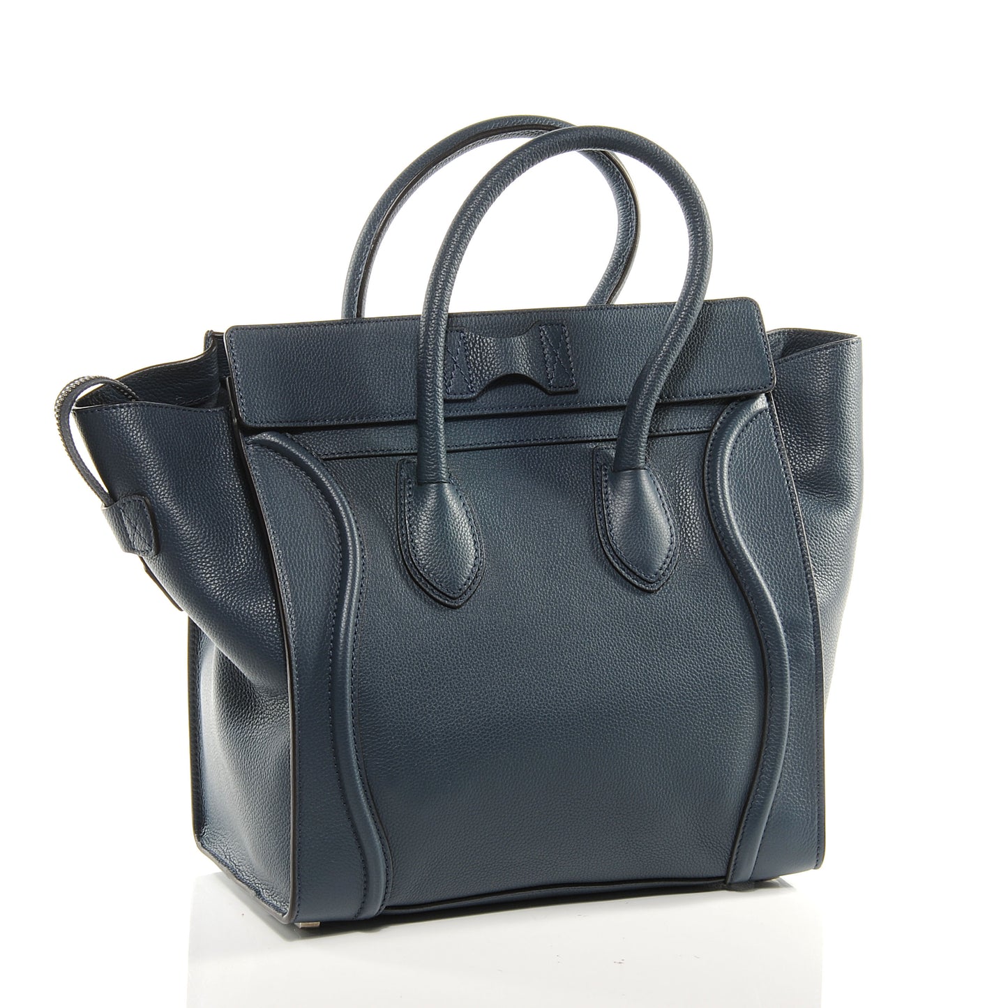 Drummed Calfskin Mini Luggage Navy Blue