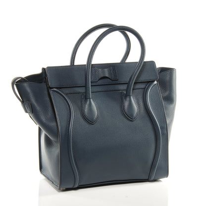 Celine Drummed Calfskin Mini Luggage Navy Blue 4 of 8