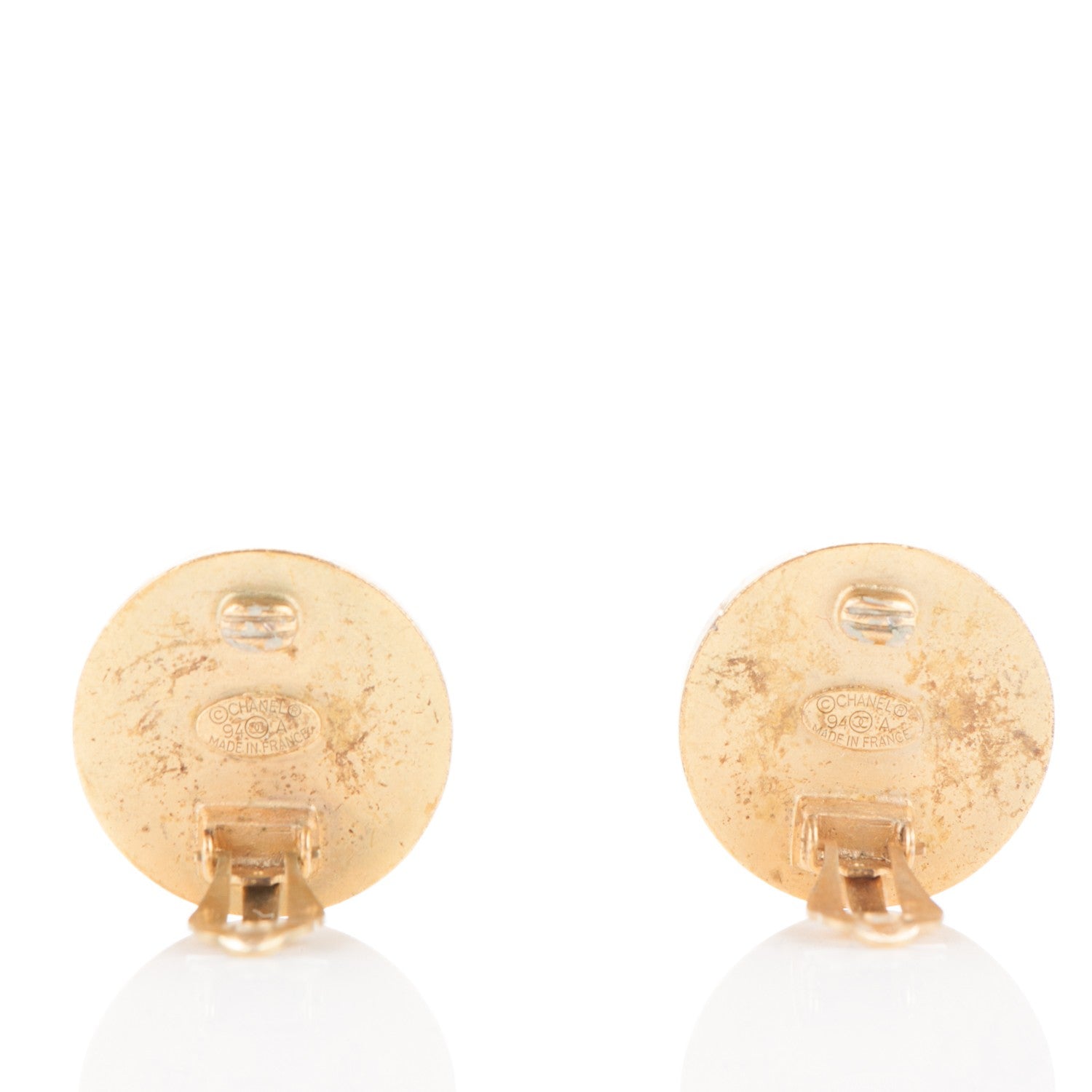 Chanel CC Clip On Earrings Black Gold 5 of 7