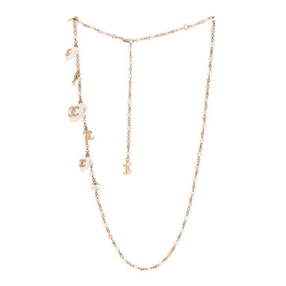 Chanel Pearl Crystal CC Heart Necklace Pearly White Gold 3 of 4
