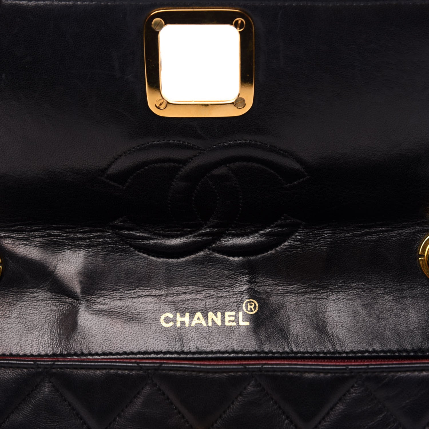 Chanel Lambskin Quilted Push Lock Flap Bag Black 8 of 11