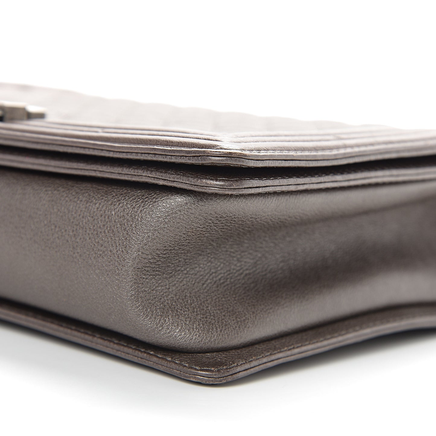 Calfskin Quilted Large Boy Flap Grey