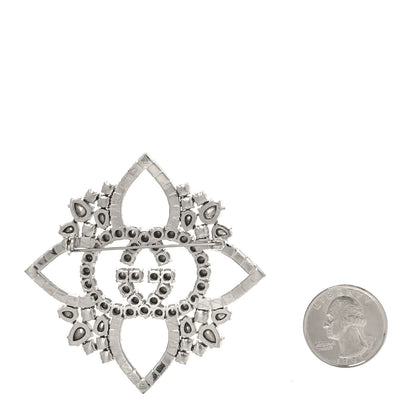 Gucci Metal Crystal GG Brooch Silver 2 of 3