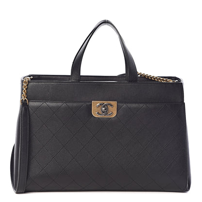 Chanel Calfskin Stitched Large Straight Lines Shopping Tote Black 1 of 9