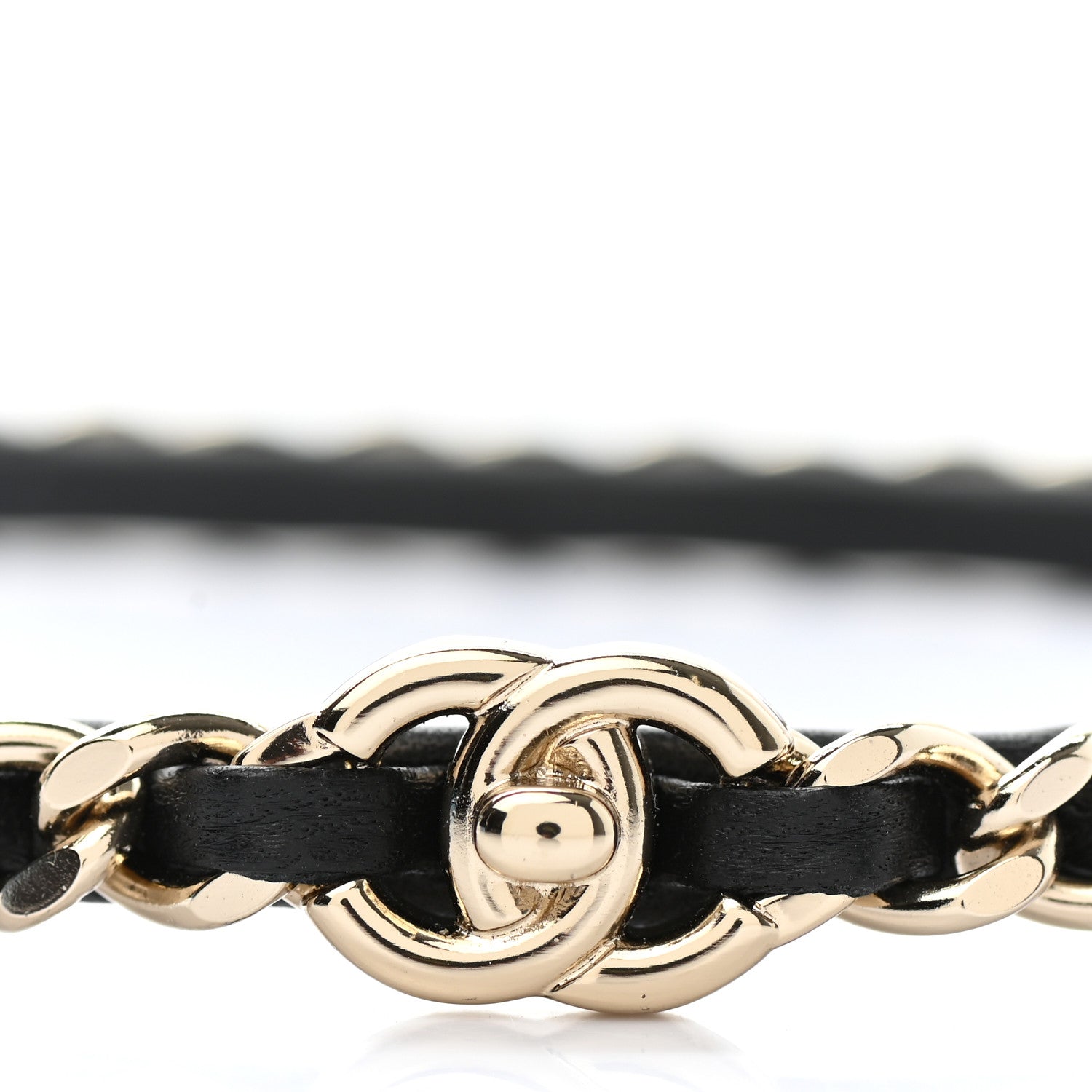 Chanel Metal Lambskin CC Turnlock Chain Headband Gold Black 3 of 4
