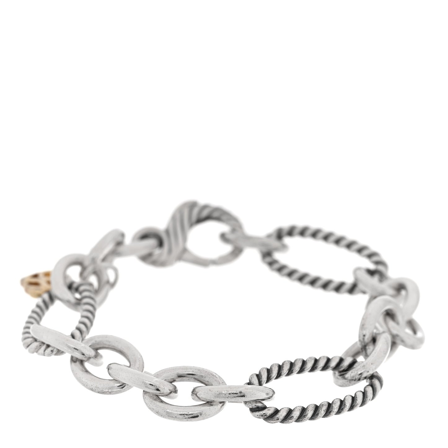 Sterling Silver 18K Yellow Gold Elongated Link Chain Bracelet