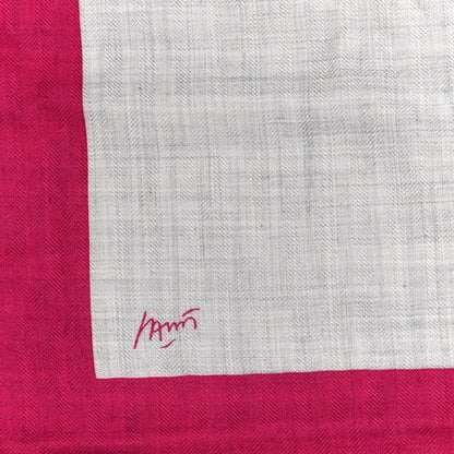 Hermes Cashmere Silk Chevaux Au Pre Shawl 140 Fuchsia Gris Chine Framboise 5 of 5