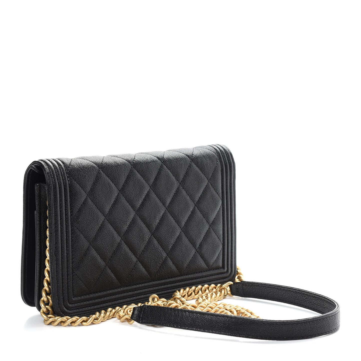 Caviar Quilted Boy Wallet On Chain WOC Black
