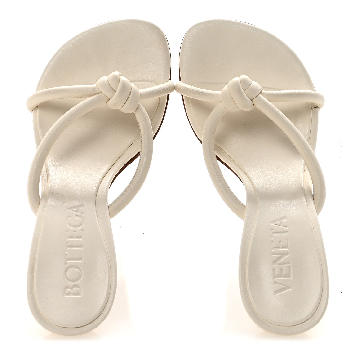 BOTTEGA VENETA ホワイトミュール Bottega Veneta Lambskin Blink Knot Mule Sandals 35.5 White 1836256
