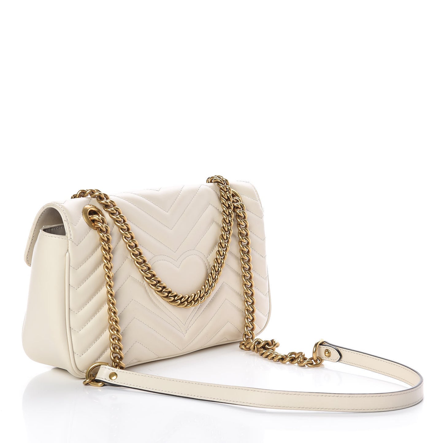 Calfskin Matelasse Small GG Marmont Shoulder Bag White