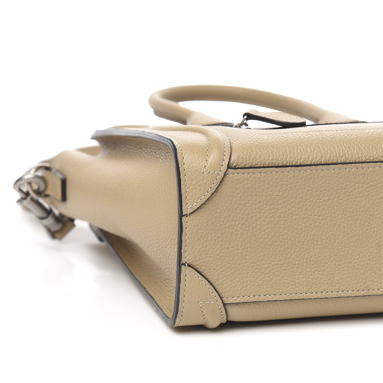 Celine Drummed Calfskin Nano Luggage Dune 10 of 11