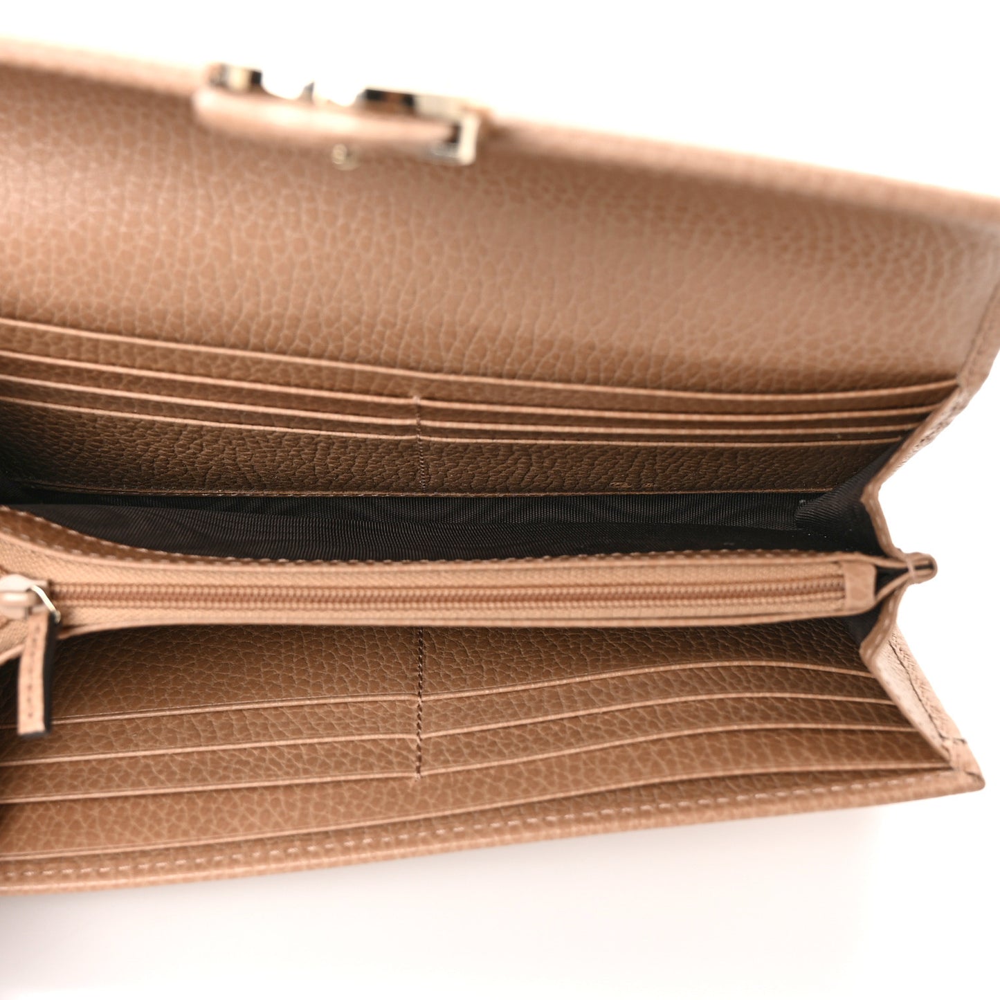 Dollar Calfskin Interlocking G Continental Wallet Camelia