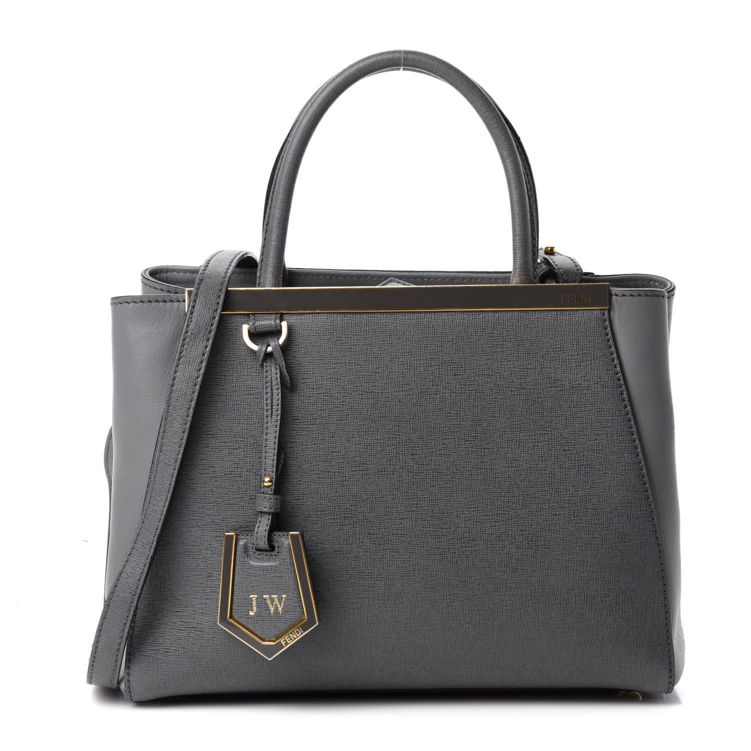 Fendi Vitello Elite Petite 2Jours Tote Grigio Grigio Chiaro 1 of 13