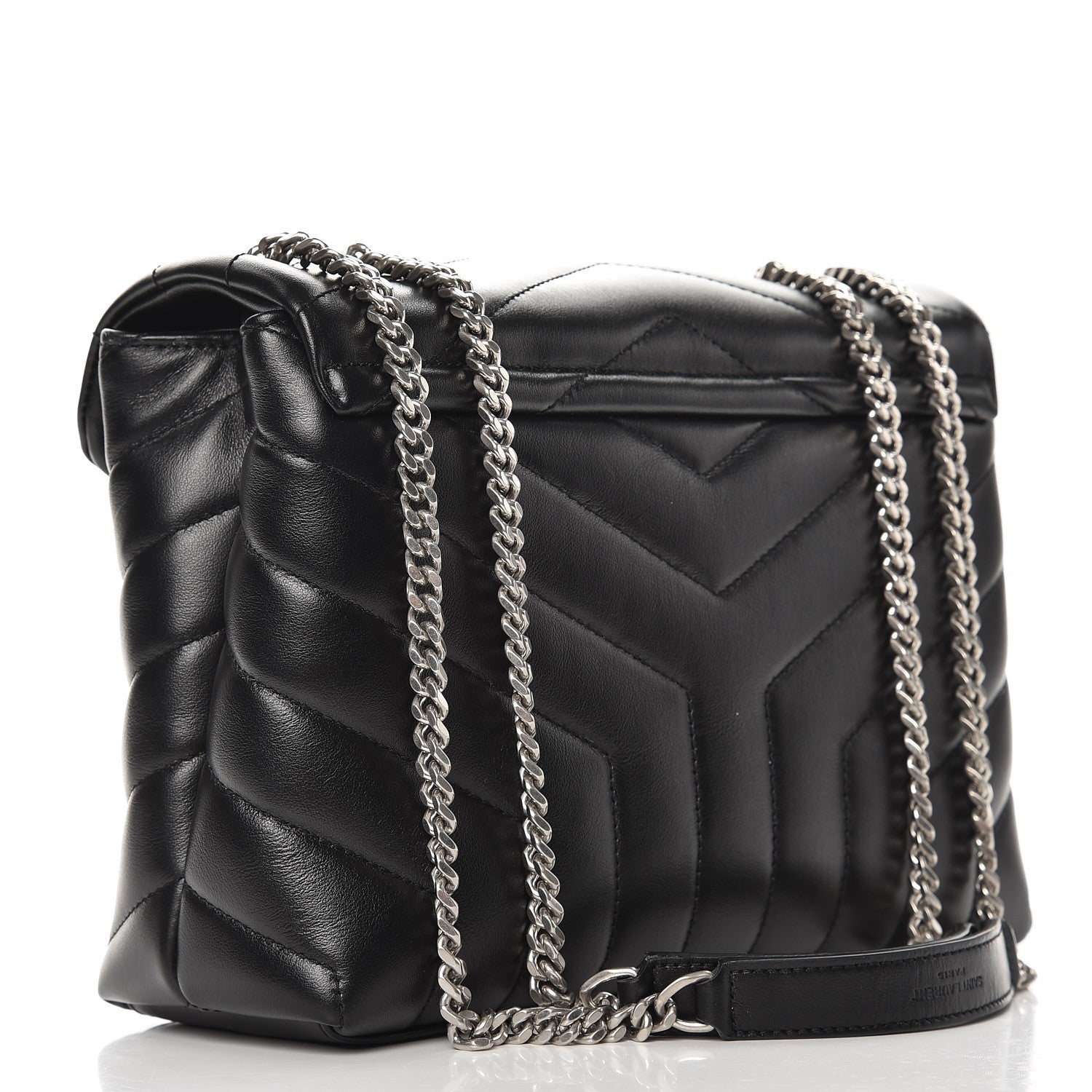 Saint Laurent Calfskin Y Quilted Monogram Small Loulou Chain Satchel Black 4 of 8