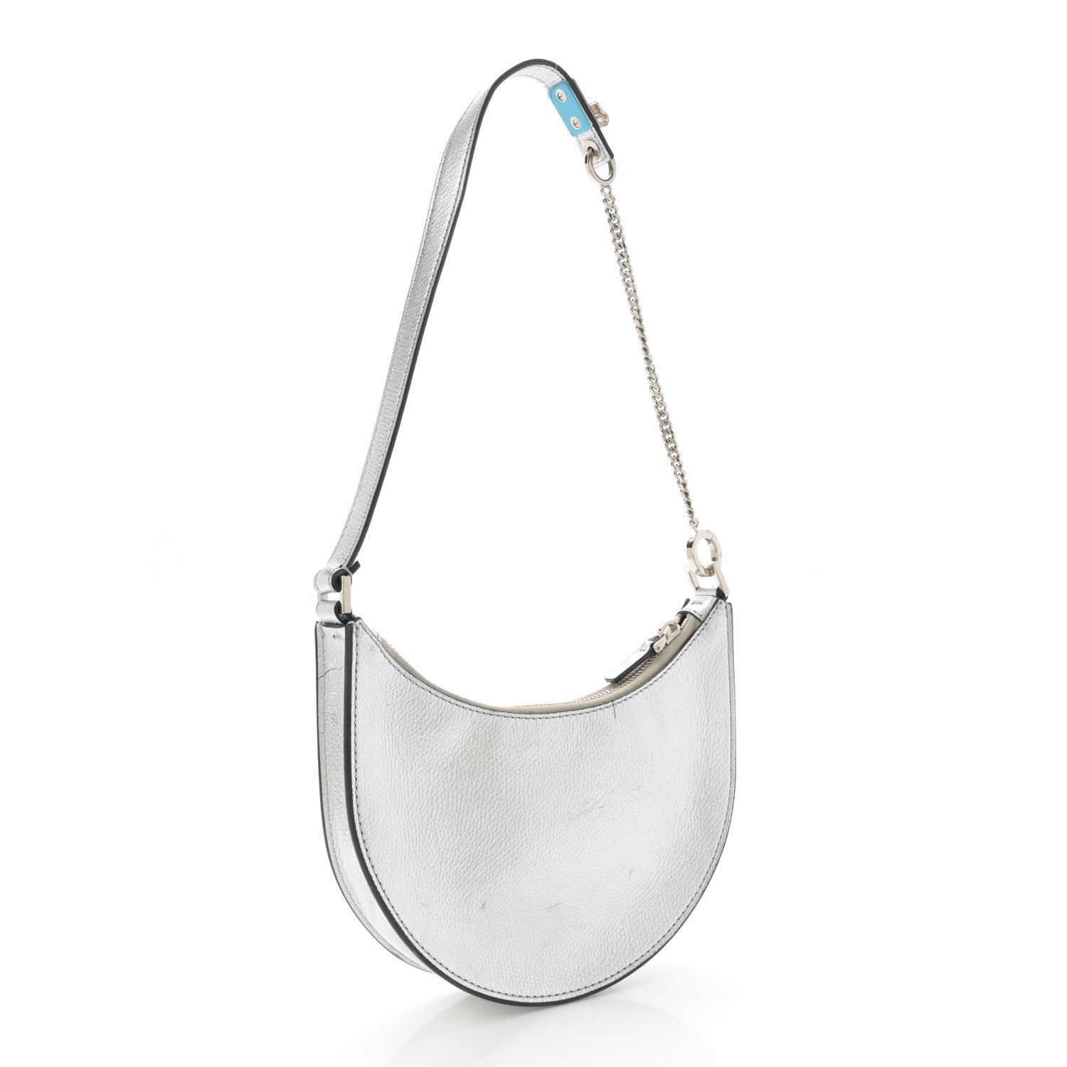 Valentino Garavani Metallic Grainy Calfskin Mini Vlogo Hobo Bag Silver 3 of 15