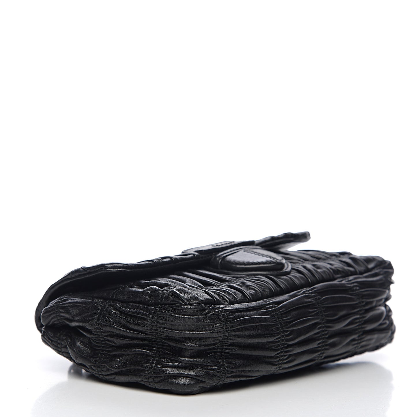 Nappa Gaufre Flap Chain Shoulder Bag Black
