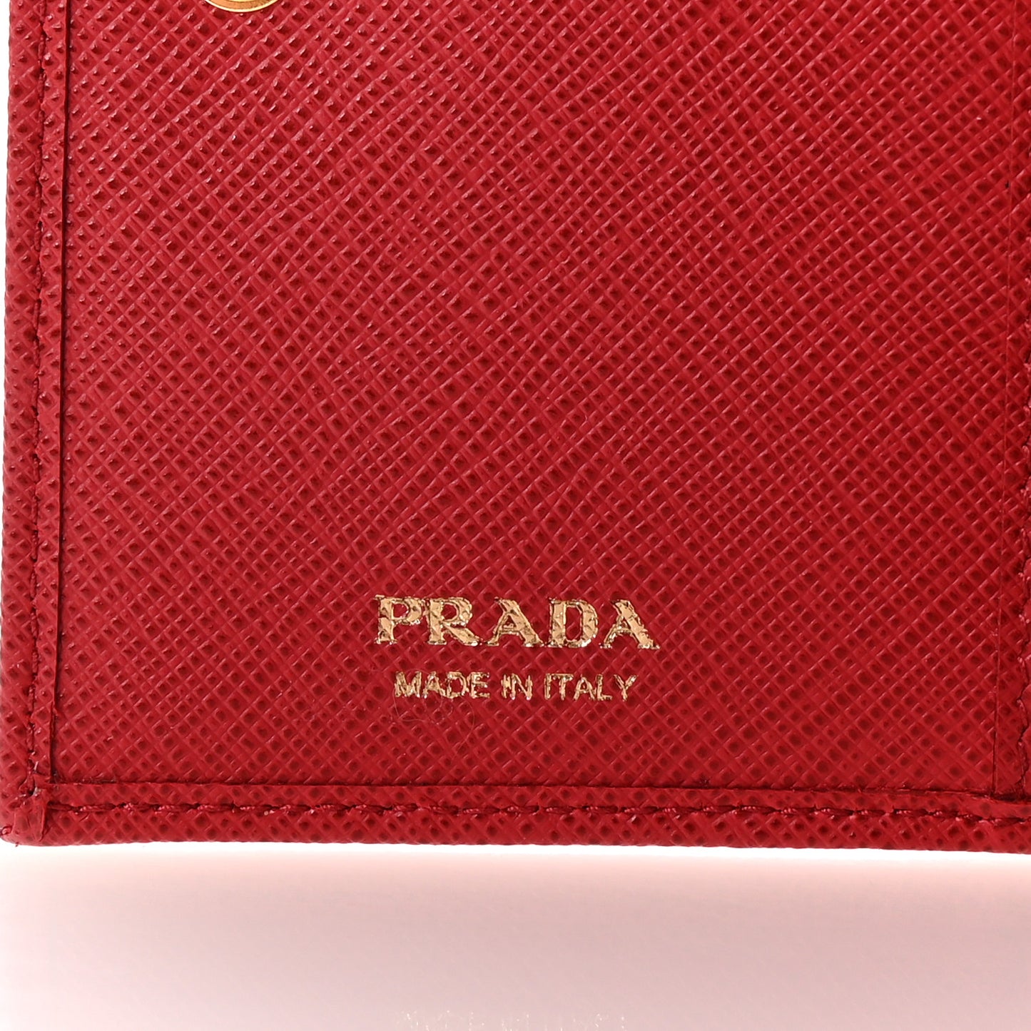 Saffiano Metal Tri-Fold Compact Wallet Red
