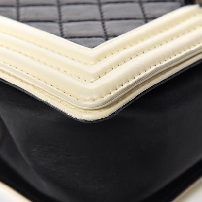 Chanel Lambskin Quilted Medium Boy Flap Black White 9 of 17