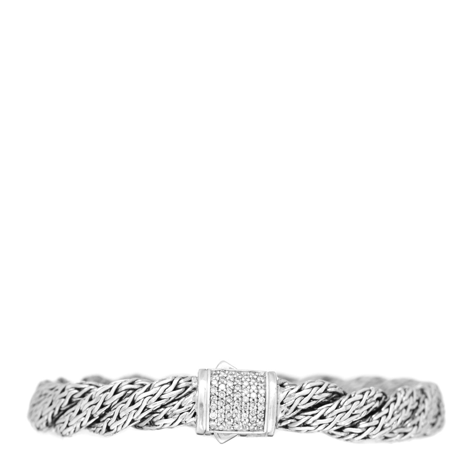 John Hardy Sterling Silver Diamond 9mm Twisted Chain Bracelet 1069428 ...