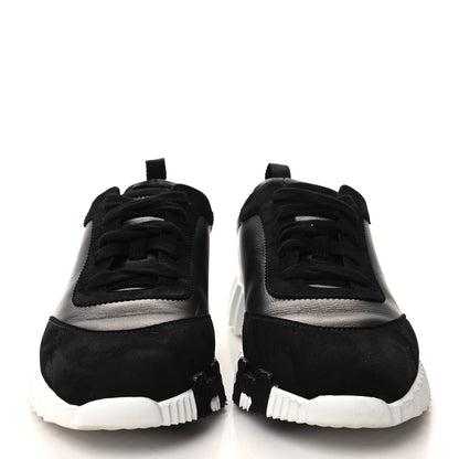Hermes Calfskin Suede Goatskin Bouncing Sneakers 40 Black 2 of 8
