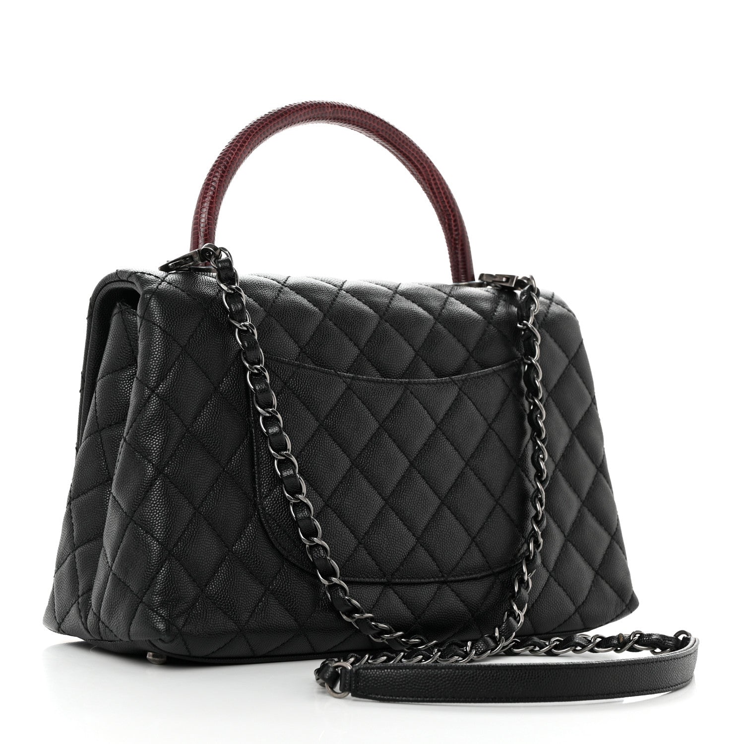Chanel Caviar Lizard Quilted Small Coco Handle Flap Black 3 of 11