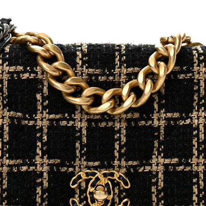Chanel Tweed Quilted Medium Chanel 19 Flap Black Beige 8 of 13