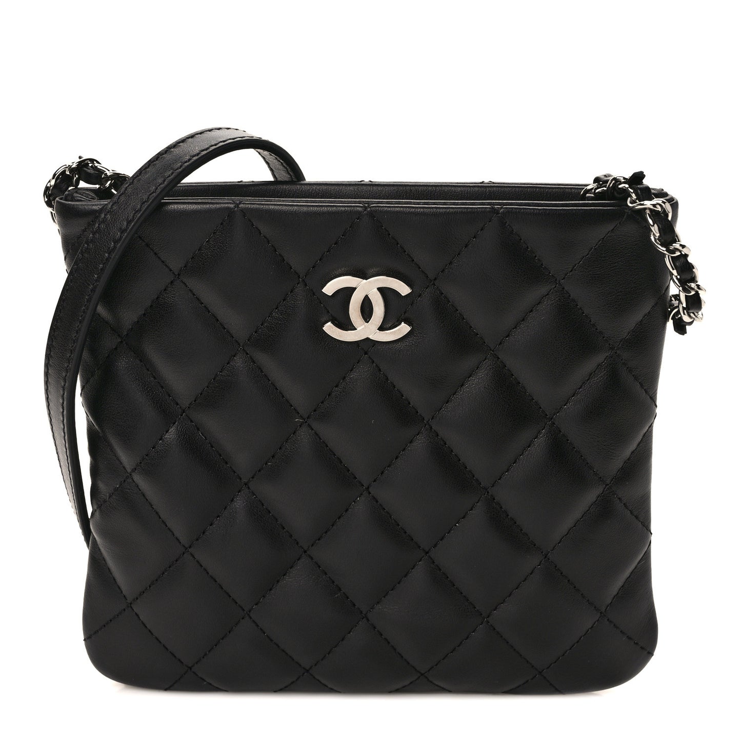 Lambskin Quilted Crossbody Bag Black