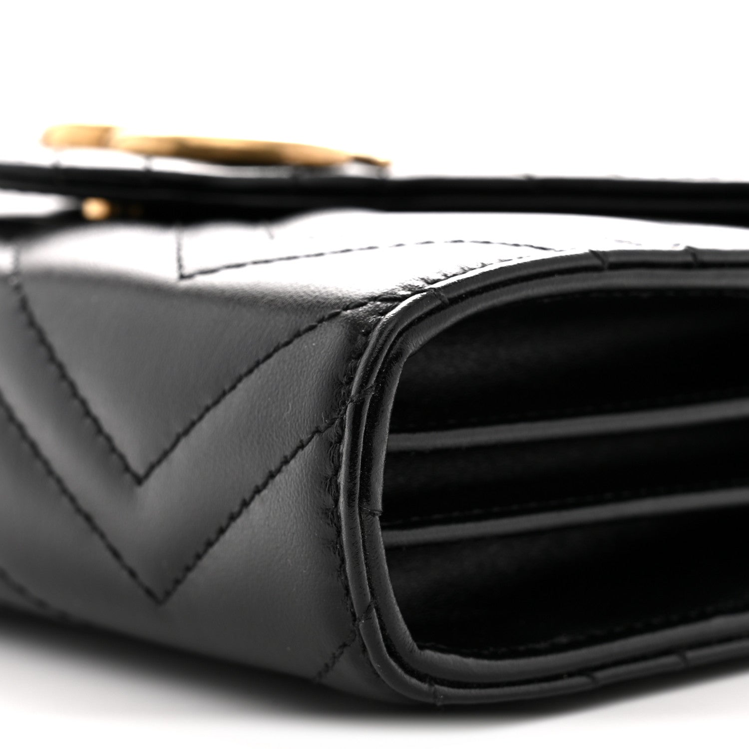 Gucci Calfskin Matelasse GG Marmont Chain Wallet Black 10 of 11