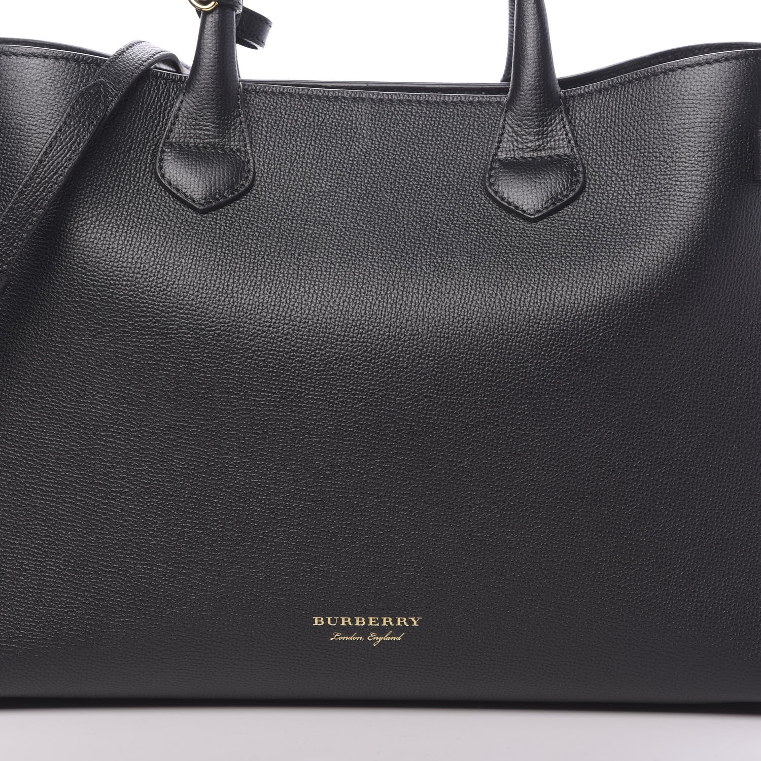 Burberry Grainy Calfskin House Check Large Banner Tote Black 10 of 12