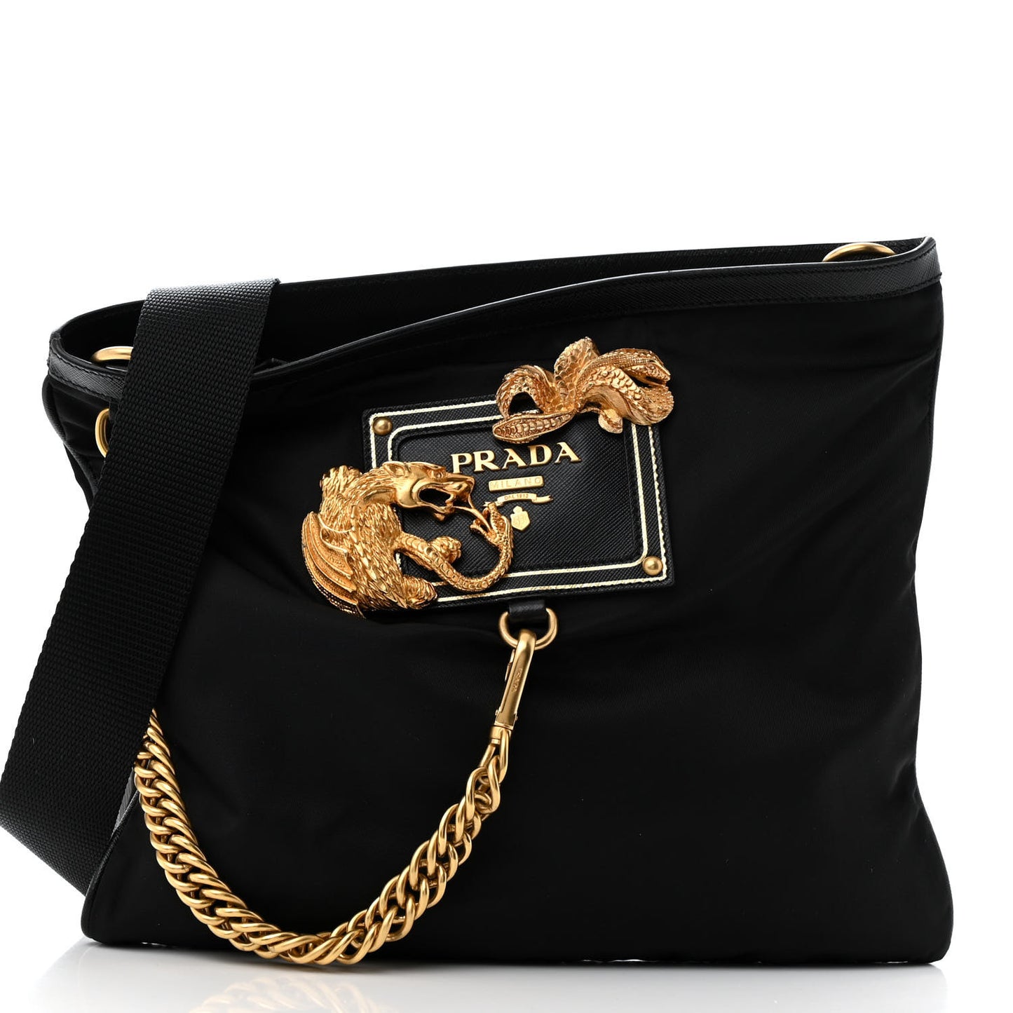 Tessuto Nylon Saffiano Animalier Messenger Bag Black