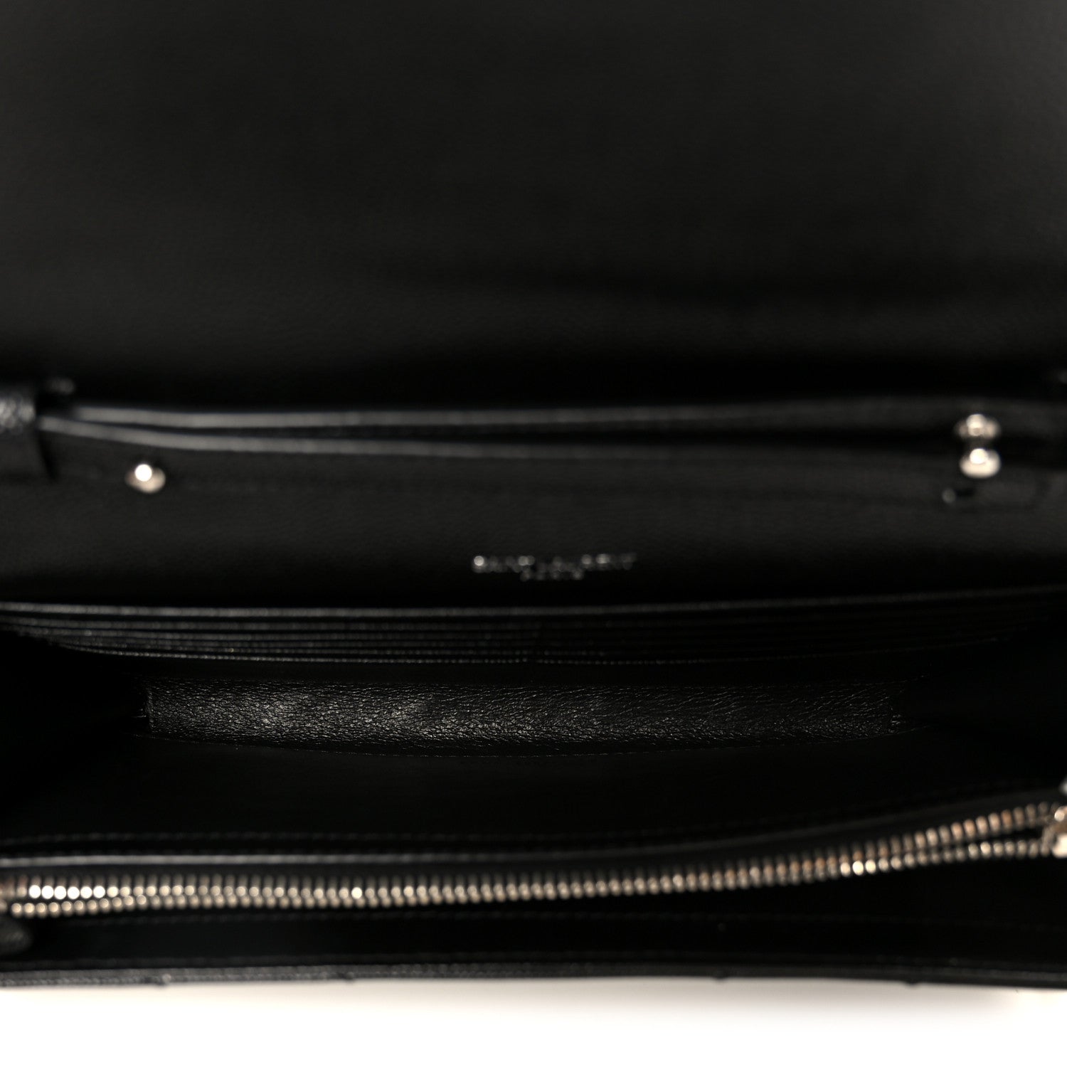 Saint Laurent Grain De Poudre Matelasse Chevron Monogram Chain Wallet Black 5 of 9