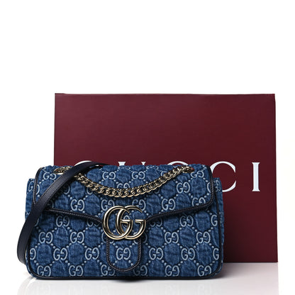 Gucci Denim Matelasse Small GG Marmont Shoulder Bag Blue 11 of 11