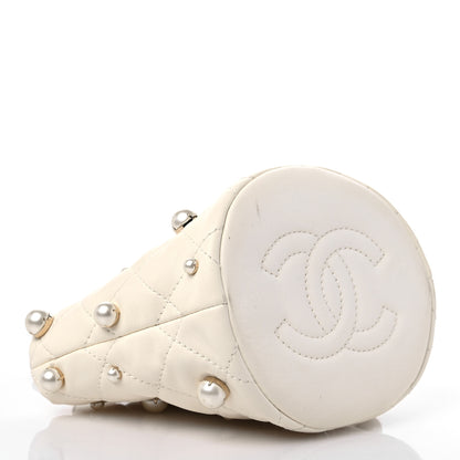 Chanel Lambskin Quilted Pearl Mini About Pearls Drawstring Bag White 4 of 11
