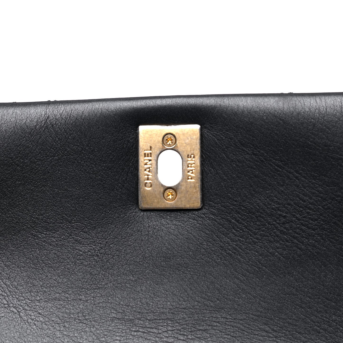 Calfskin Quilted Top Handle Flap Black