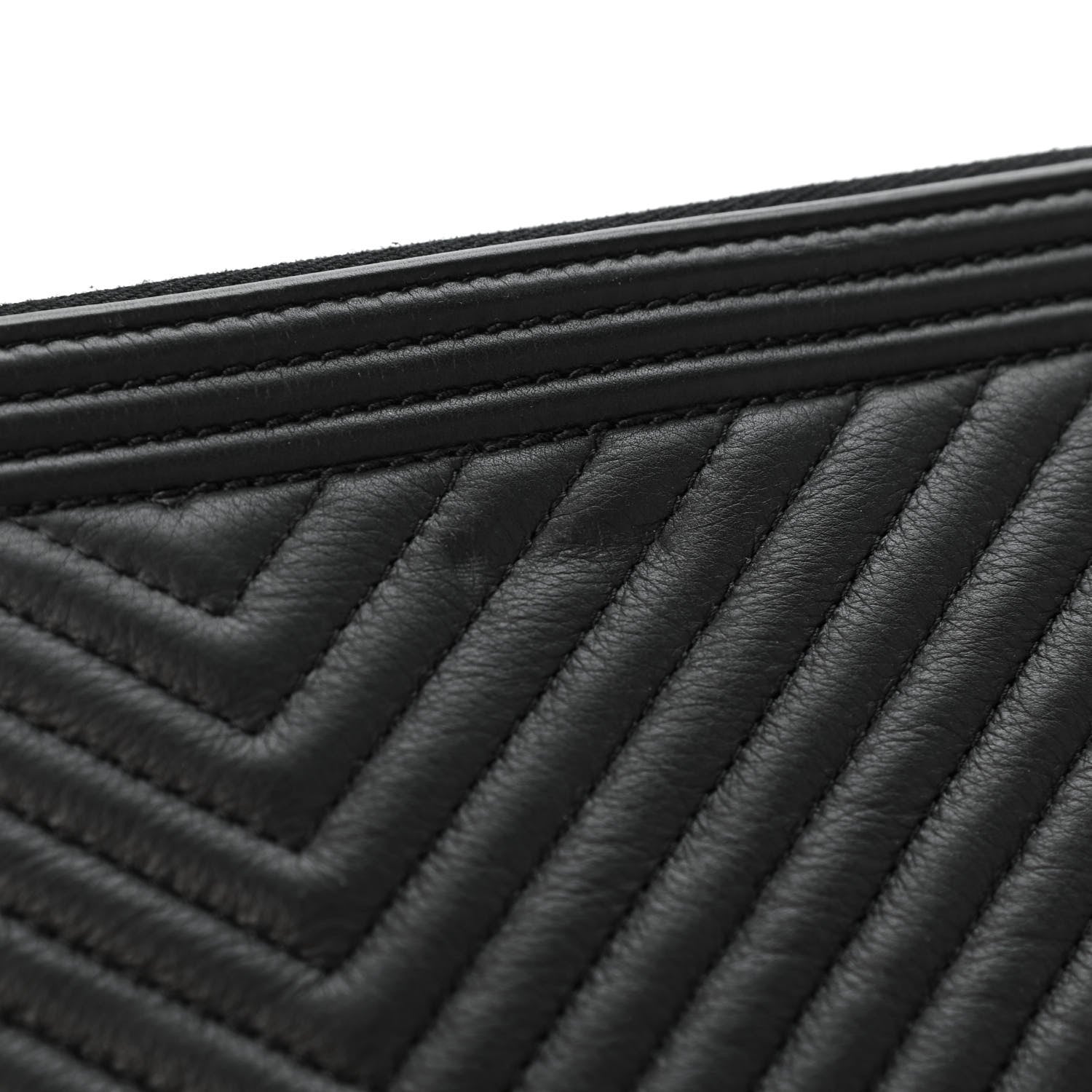 Chanel Caviar Chevron Quilted Large Boy Cosmetic Case Black 9 of 9